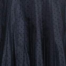 Christian Dior Black/Blue Dotted Tulle Pleated Midi Skirt S