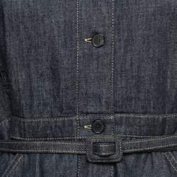 Christian Dior Blue Denim Belted Midi Dress M