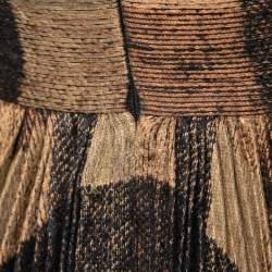 Pre Owned Dior Black and Brown Silk Blend Beaded Strap Pleated A-line Mini Dress S