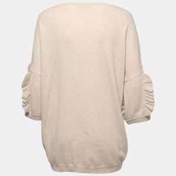 Dior Beige Wool Blend Ruffle Sleeve Sweater M
