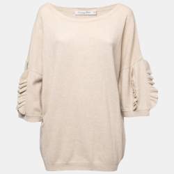 Dior Beige Wool Blend Ruffle Sleeve Sweater M