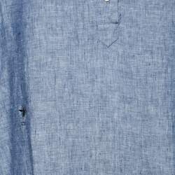 Pre Owned Dior Blue Linen Wide Cut Slit Shirt S
