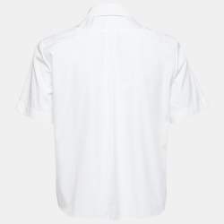 Pre Owned Christian Dior White Cotton Poplin Short Sleeve Shirt S