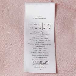 Dior Light Pink Knit Floral Applique Half Sleeve Sweater Top L