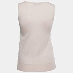 Pre Owned  Dior Dusty Pink Knit Floral Embroidered Sleeveless Top M