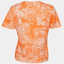 Pre Owned Dior Orange Dioriviera Printed Cotton Crewneck T-Shirt S