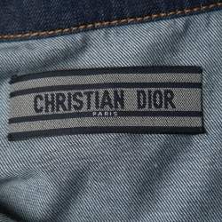 Pre Owned Christian Dior Blue Denim Couture Belted Short Sleeve Shirt S