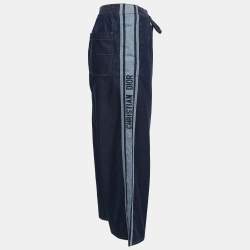Pre Owned Christian Dior Blue Denim Couture Wide Leg Pants S