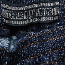 Pre Owned Christian Dior Blue Denim Couture Wide Leg Pants S