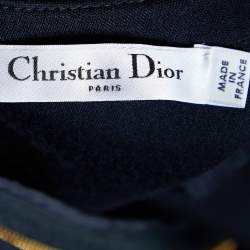 Christian Dior Navy Blue Wool Embellished Detail Sleeveless Midi Dress M