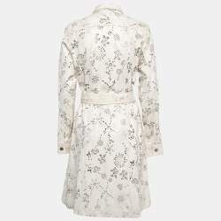 Pre Owned Christian Dior Boutique Vintage White Laser Cut Lambskin Leather Trench Coat M