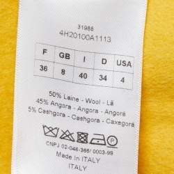 Pre Owned Dior Yellow Wool Blend Double Breasted Sleeveless Oversized Coat S