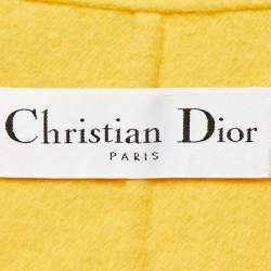 Pre Owned Dior Yellow Wool Blend Double Breasted Sleeveless Oversized Coat S