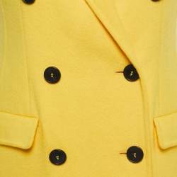 Pre Owned Dior Yellow Wool Blend Double Breasted Sleeveless Oversized Coat S