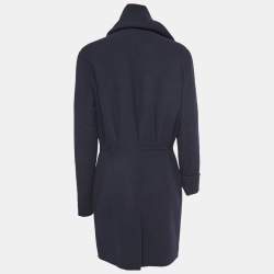 Pre Owned Dior Navy Blue Cashmere Double Breasted Scarf Detail Coat M