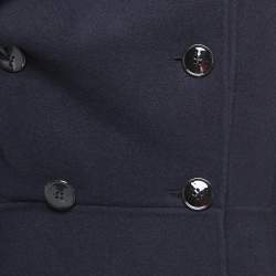 Pre Owned Dior Navy Blue Cashmere Double Breasted Scarf Detail Coat M