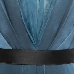 Dior Dark Teal Silk Satin Sleeveless Maxi Dress M 