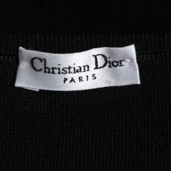 Pre Owned Dior Black Knit Logo Printed Strap Detail Bralette Top M