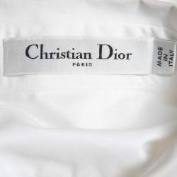 Christian Dior White Cotton Poplin Short Sleeve Shirt M
