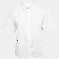 Christian Dior White Cotton Poplin Short Sleeve Shirt M