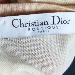 Pre Owned Christian Dior Boutique Beige Printed Wool & Silk Knit Sleeveless Top M