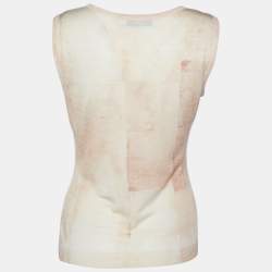 Pre Owned Christian Dior Boutique Beige Printed Wool & Silk Knit Sleeveless Top M