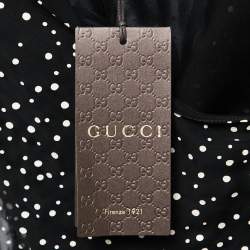 Gucci Black Dotted Silk Chiffon Ruffled Short Dress L