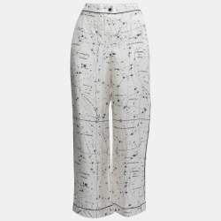 Pre Owned Dior White Chez Moi Zodiac Printed Silk Pajama Pants S