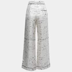 Pre Owned Dior White Chez Moi Zodiac Printed Silk Pajama Pants S