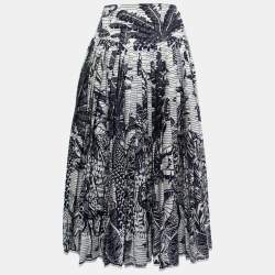 Pre Owned Christian Dior Navy Blue Toile De Jouy Printed Cotton Maxi Skirt S