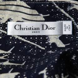 Pre Owned Christian Dior Navy Blue Toile De Jouy Printed Cotton Maxi Skirt S