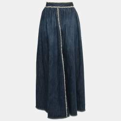 Christian Dior Blue Denim Maxi Skirt XL