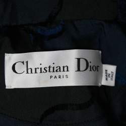 Pre Owned Dior Navy Blue/Black Synthetic Logo Patterned Hooded Jacket XS