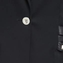 Christian Dior Boutique Black Wool Studded Strap Detail Blazer L