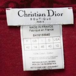Pre Owned Christian Dior Boutique Vintage Red Oblique Printed Cotton Long Sleeve T-Shirt L