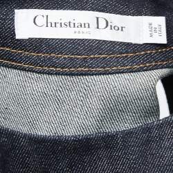 Pre Owned Christian Dior Blue Denim Embellished Sleeveless Short Dress M