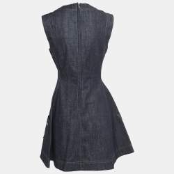 Pre Owned Christian Dior Blue Denim Embellished Sleeveless Short Dress M