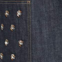 Pre Owned Christian Dior Blue Denim Embellished Sleeveless Short Dress M