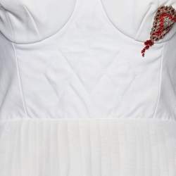 Pre Owned Christian Dior White Silk Bustier Heart Embroidered Bustier Tulle Gown S