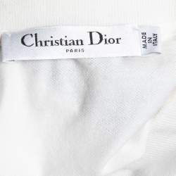 Dior White Logo Print Cotton Half Sleeve Polo T-Shirt S