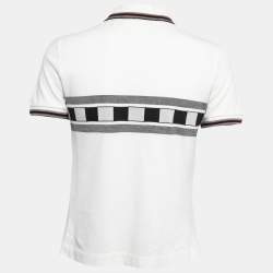 Dior White Logo Print Cotton Half Sleeve Polo T-Shirt S