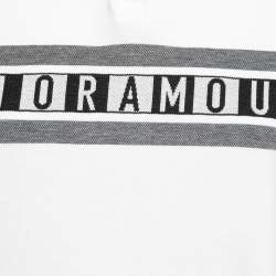 Dior White Logo Print Cotton Half Sleeve Polo T-Shirt S