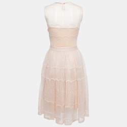 Pre Owned Dior Light Pink Knit Sleeveless Flared Short Dress S
