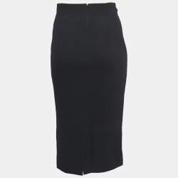 Christian Dior Black Wool Button Embellished Pencil Skirt S