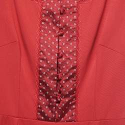 Dior Red Wool Cap Sleeved Midi Shift Dress S