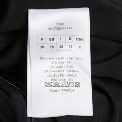 Dior Black Patterned Wool Blend Sleeveless High Low Flared Short Dress M