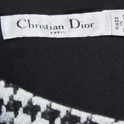 Dior Black Patterned Wool Blend Sleeveless High Low Flared Short Dress M
