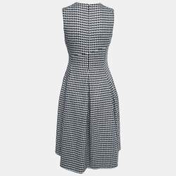 Dior Black Patterned Wool Blend Sleeveless High Low Flared Short Dress M