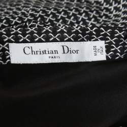 Pre Owned Dior Black Patterned Silk Cap Sleeved Midi Dress M