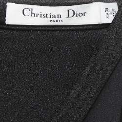 Pre Owned Dior Black Crepe Embellished Button Detail Sleeveless Draped Midi Dress M
